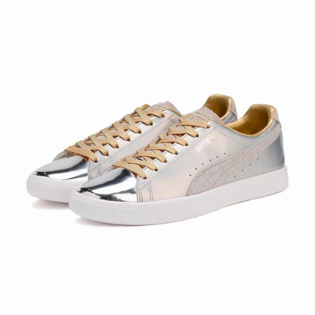 slip - resistant outsole Adventurous   Sorayama Clyde 'Silver Gold'