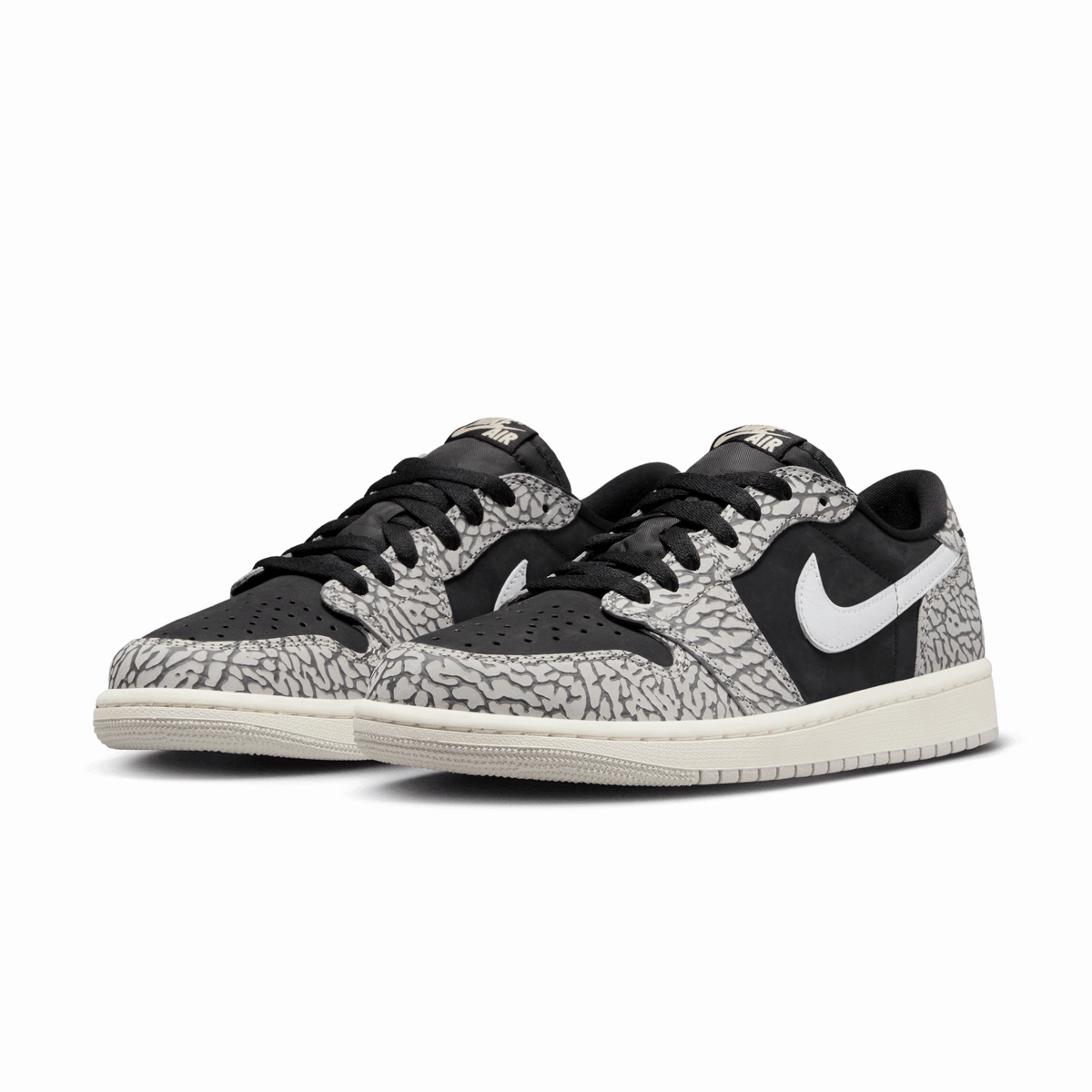 All-weather look Comfort Flex Technology Air Jordan 1 Retro Low OG 'Black Elephant'