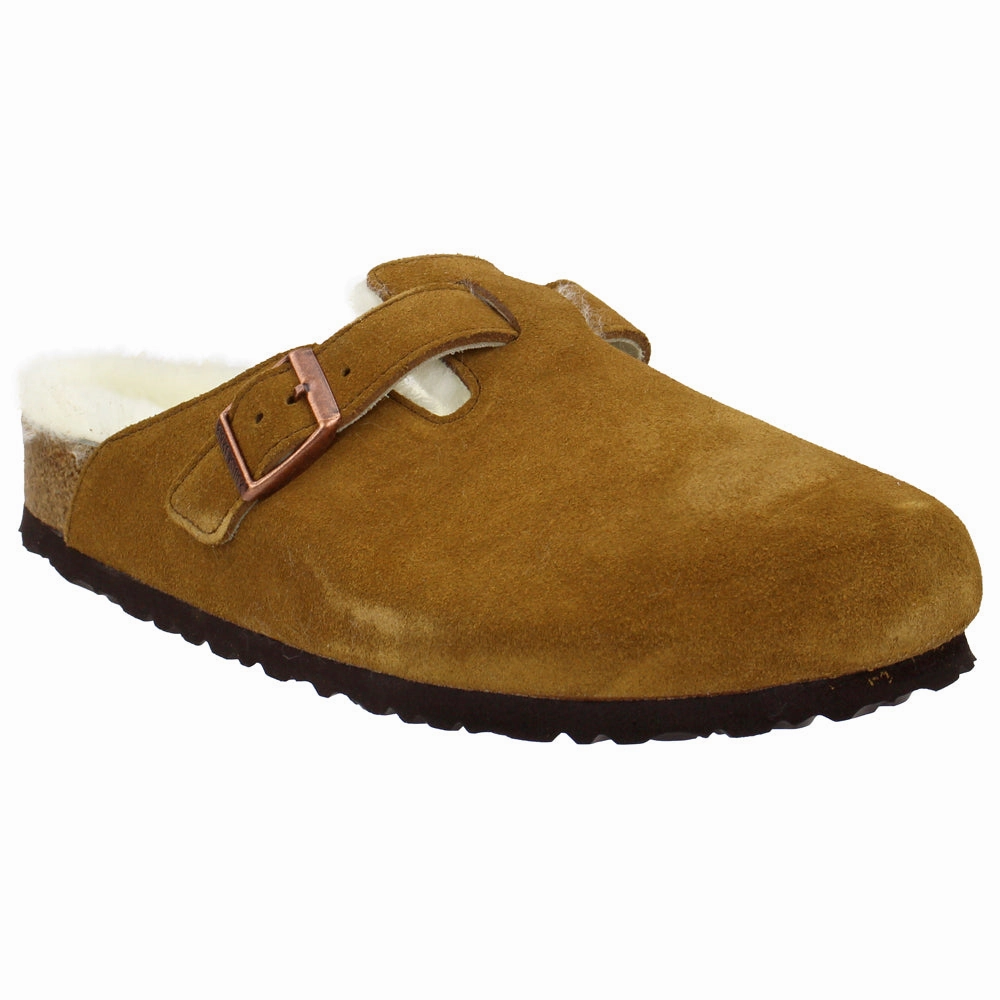 Boston Shearling Suede Leather Clogs Breathable mesh