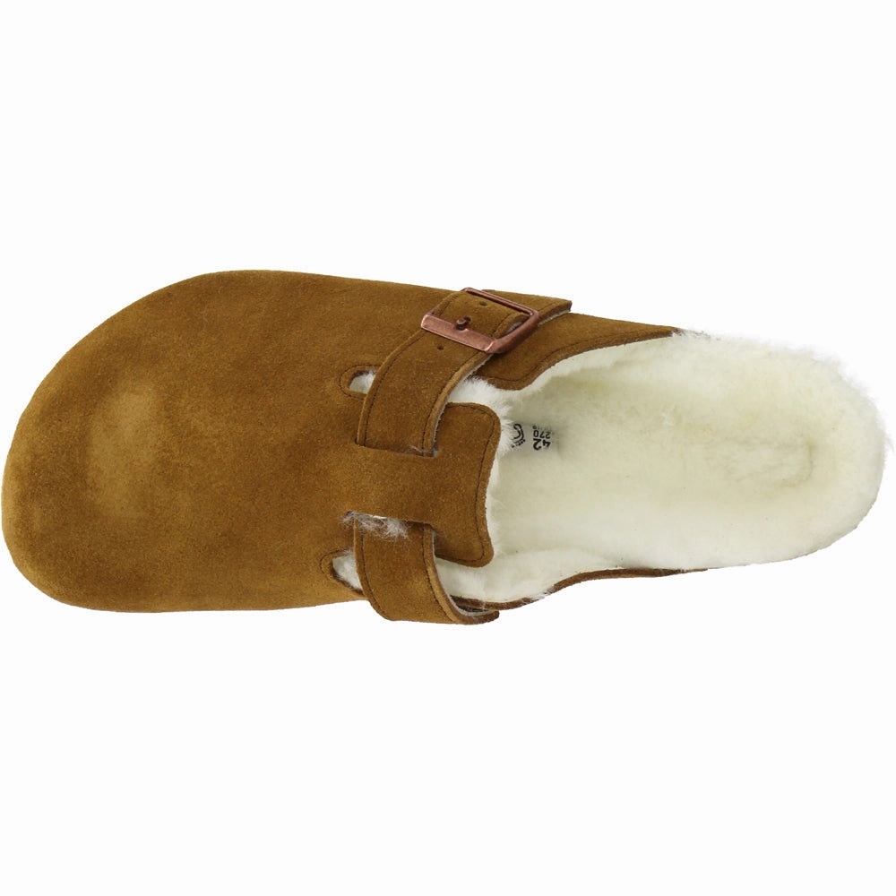 Holiday Footwear Wide fit Boston Shearling Suede Leather Clogs