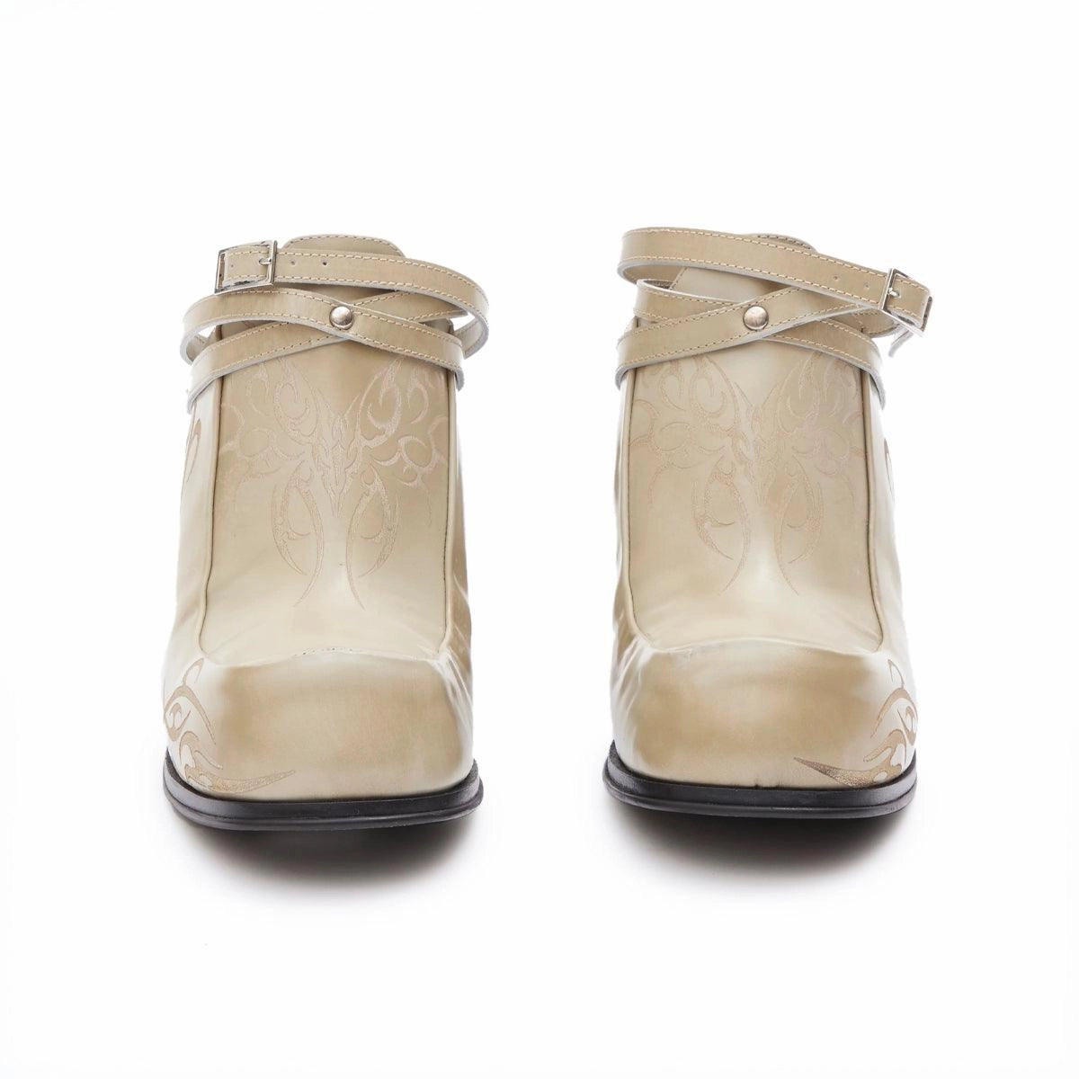   Simona Vanth Tango Stacked Etched Heels 'Brushed Taupe' Torsional Stability Bar