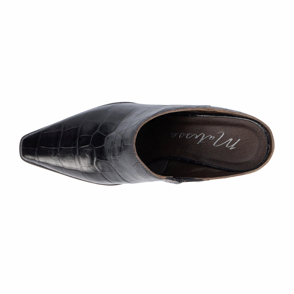 sophisticated adults McCarthy Croc Square Toe Block Heel Mules