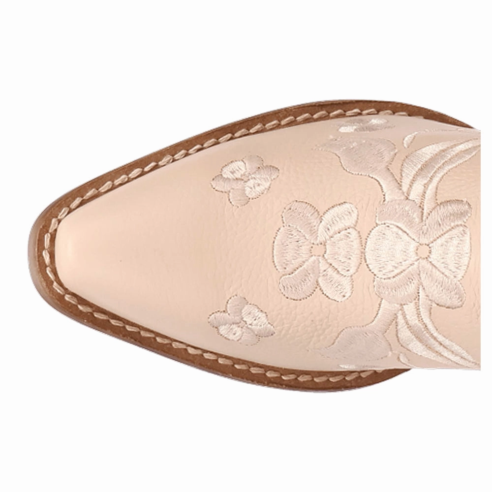 Sweetheart Floral Embroidered Snip Toe Pull On Cowboy Booties Durable arch