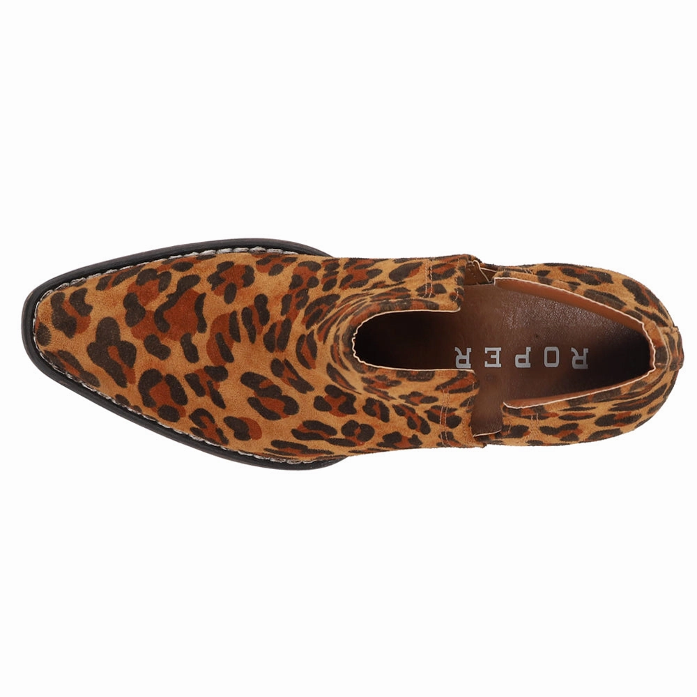 Distinctive materials Ava Leopard Snip Toe Cowboy Booties
