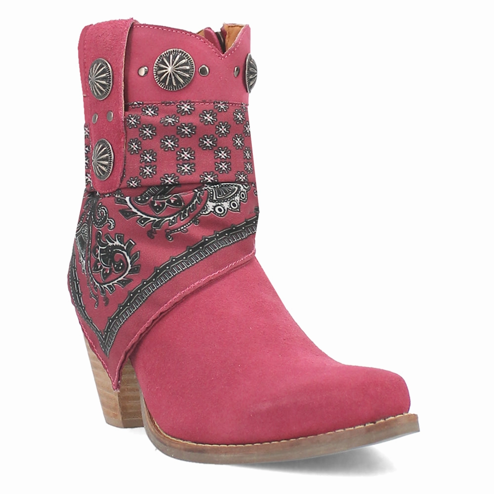 Bandida Paisley Studded Round Toe Zippered Cowboy Booties shopper Quick Grip