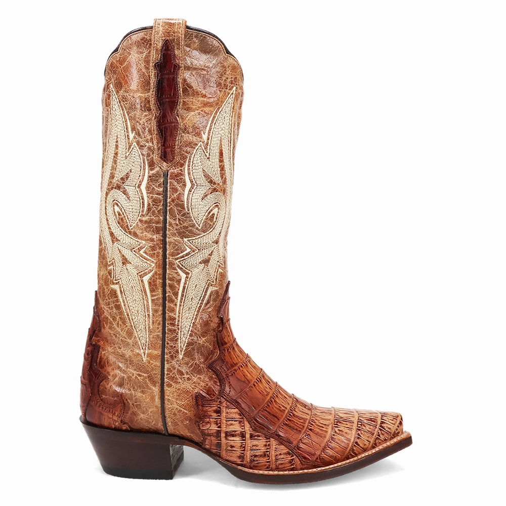 Berkeley Embroidered Caiman Snip Toe Pull On Cowboy Boots Designer Glam fit