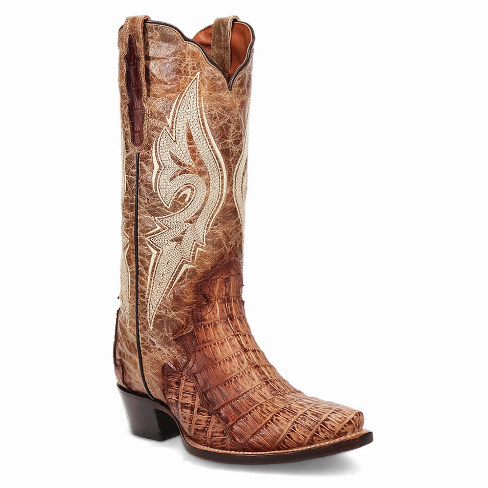 Berkeley Embroidered Caiman Snip Toe Pull On Cowboy Boots No-Slip Grip All-day arch support