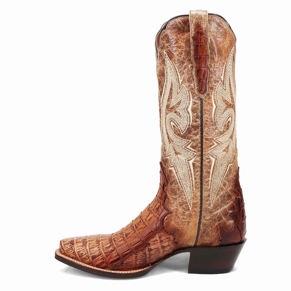Glam traction Berkeley Embroidered Caiman Snip Toe Pull On Cowboy Boots
