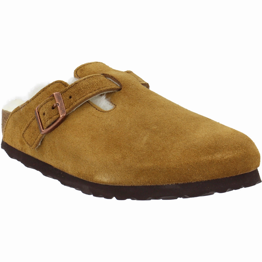 Boston Shearling Suede Leather Clogs Orthopedic Footbed