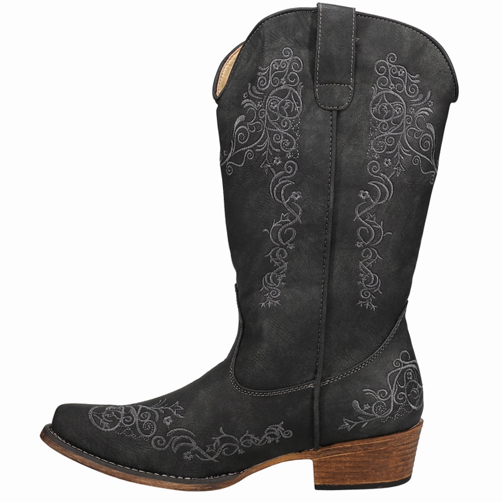 Riley Scroll Embroidered Snip Toe Cowboy Boots hassle-free Contoured Footbed Shape