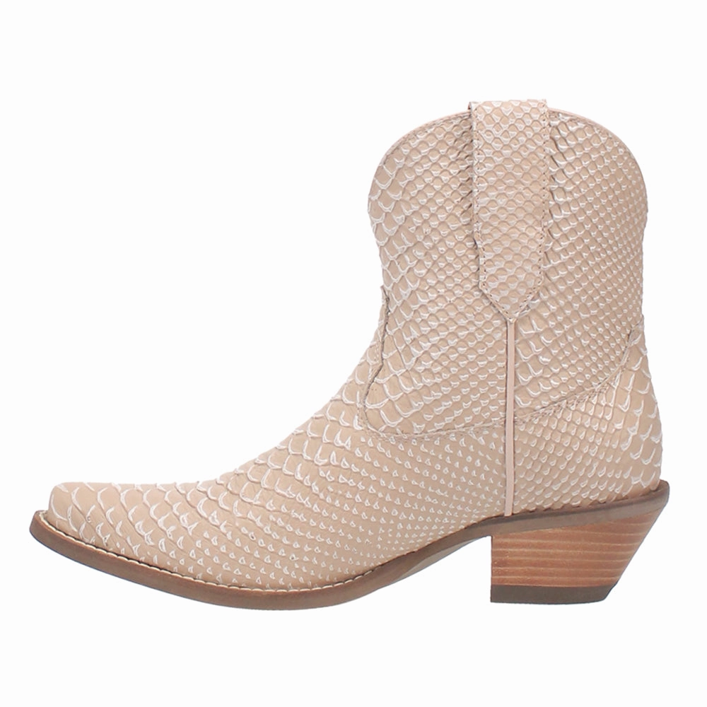 Padded look Sorta Sweet Snake Print Snip Toe Pull On Cowboy Booties