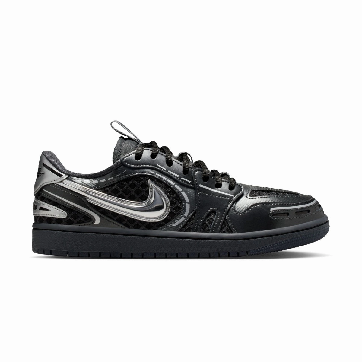 Authentic Wmns Air Jordan 1 Low Method of Make V3 'Black Metallic Silver White'