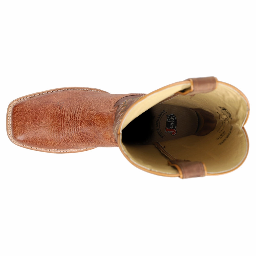 High-Quality Leather Breck 13 Inch Smooth Ostrich Square Toe Cowboy Boots