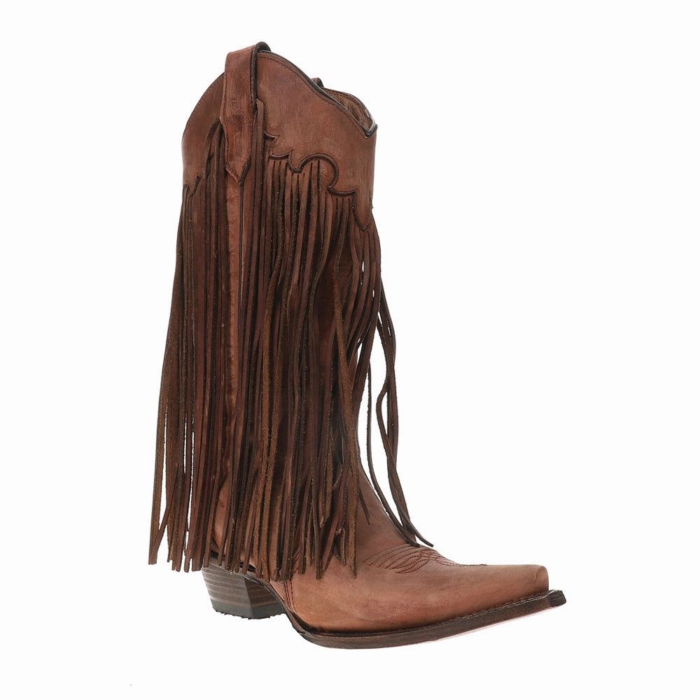 Brick Fringe Snip Toe Pull On Cowboy Boots Motion Control Feature