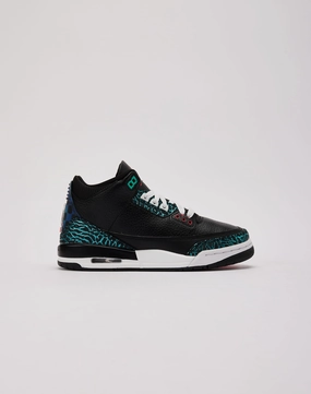 Jordan Air Jordan 3 Retro SE 'Black and Hyper Jade' Grade-School Reinforced toe
