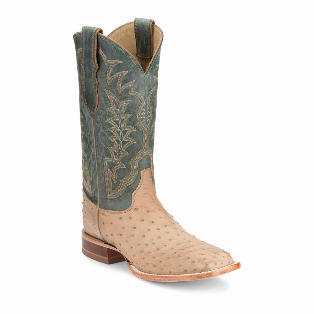 Chisolm 13 Inch Full Quill Ostrich Square Toe Cowboy Boots Padded Interior Night Travel