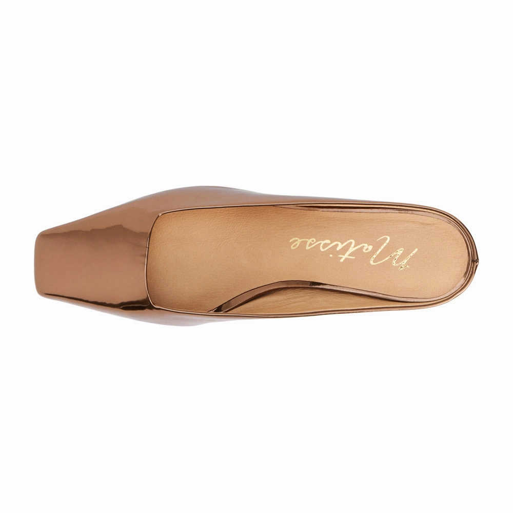 Fresh Look Classy Metallic Square Toe Kitten Heel Mules