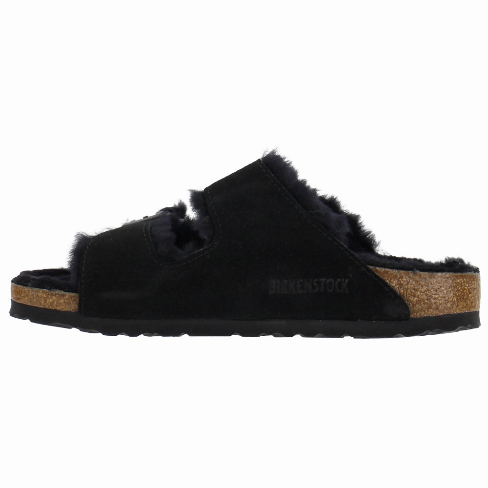 Arizona Shearling Suede Leather Sandals Brown Designer