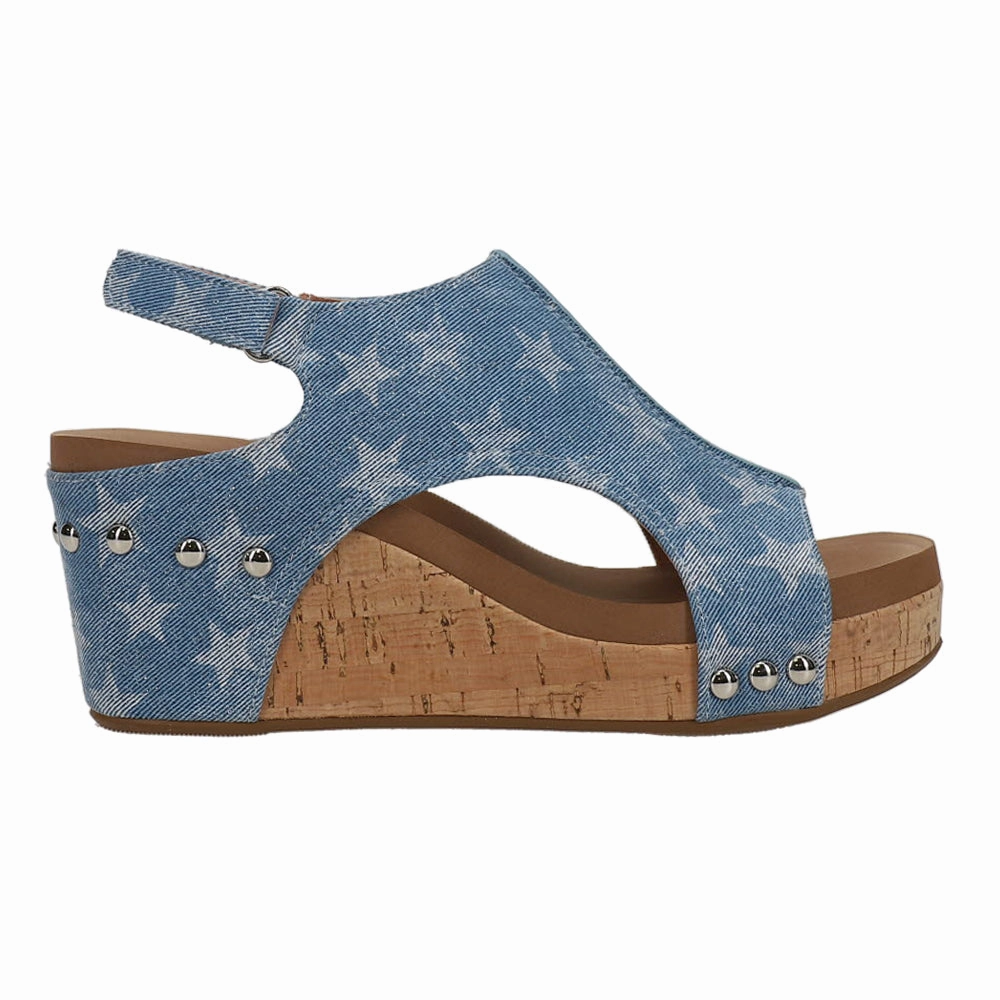 basketball players' support Carley Graphic Studded Slingback Wedge Sandals