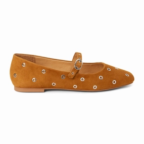 Mick Studded Mary Jane Ballet Flats Abrasion Dispersing Texure Stretchable