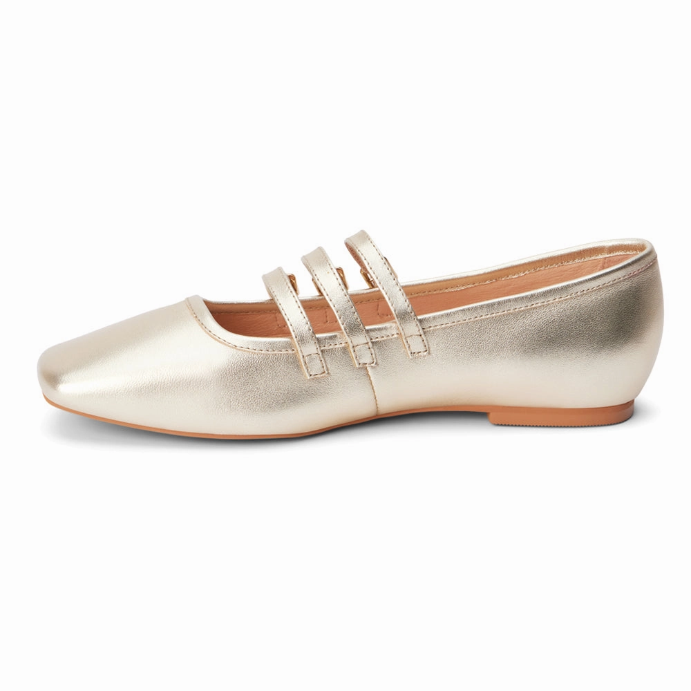 Nova Metallic Mary Jane Ballet Flats Orthopedic Footbed