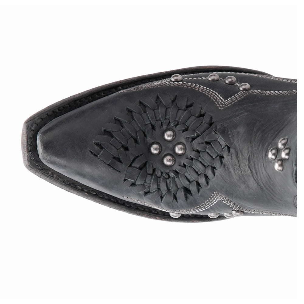 least running Reinforced Toe Guard Cossette Embroidered Studded Snip Toe Cowboy Bootie