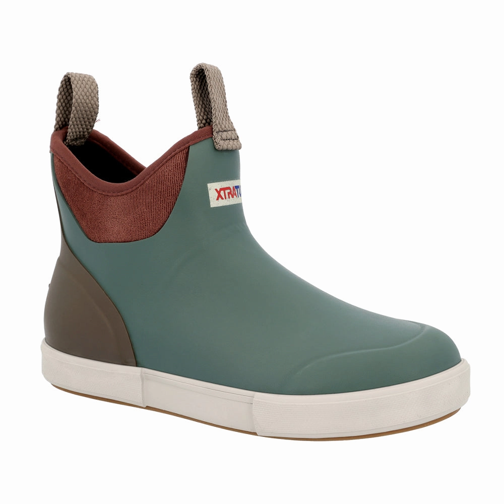 Vintage Ankle Deck Round Toe Pull On Boots Recycled Rubber Base