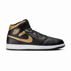Air Jordan 1 Mid 'Black Metallic Gold' Padded shock absorption Stackable