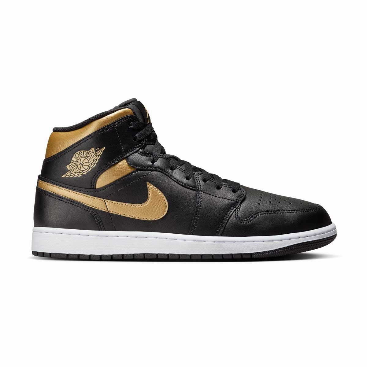 Air Jordan 1 Mid 'Black Metallic Gold' Padded shock absorption Stackable