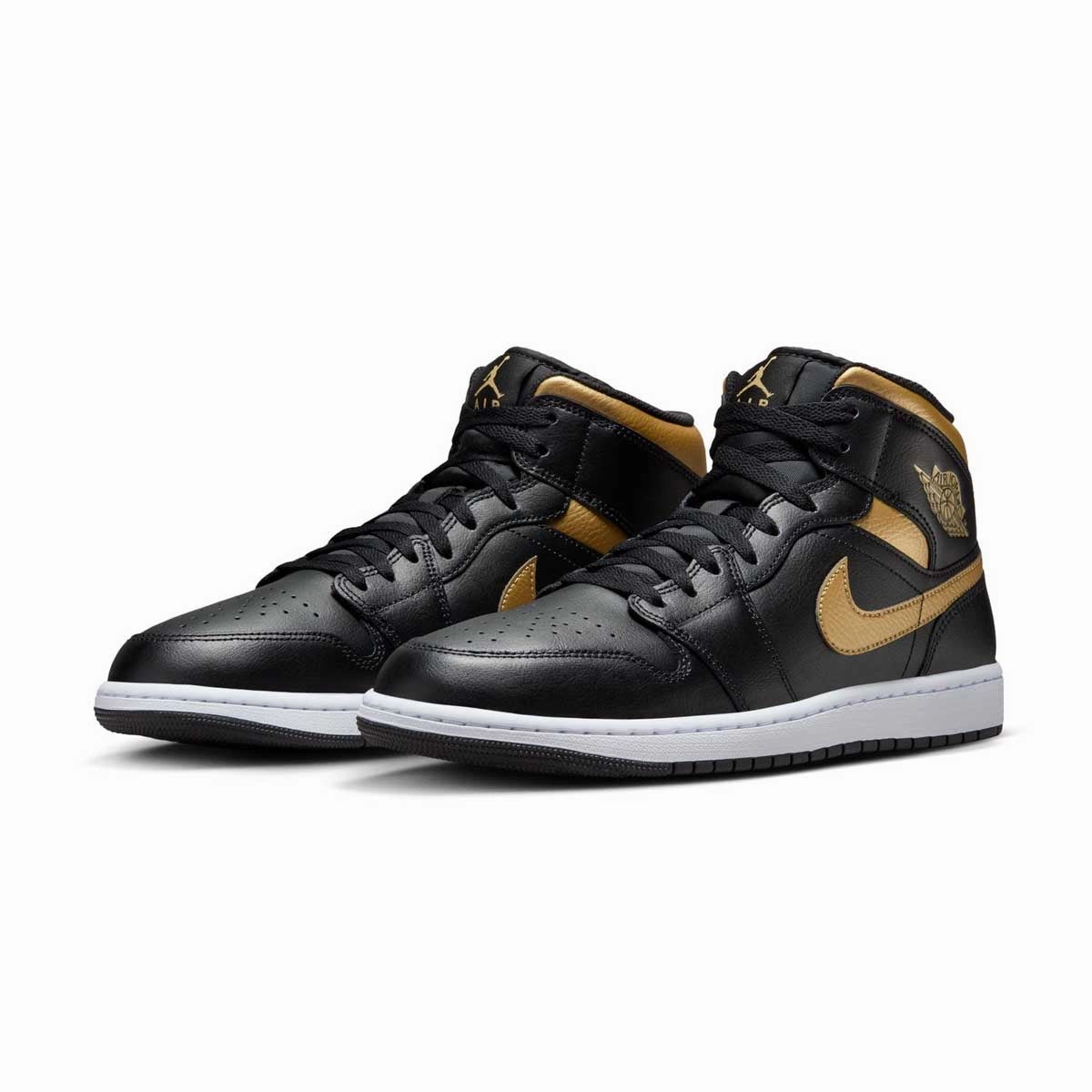 Air Jordan 1 Mid 'Black Metallic Gold' Minimalist Footprint