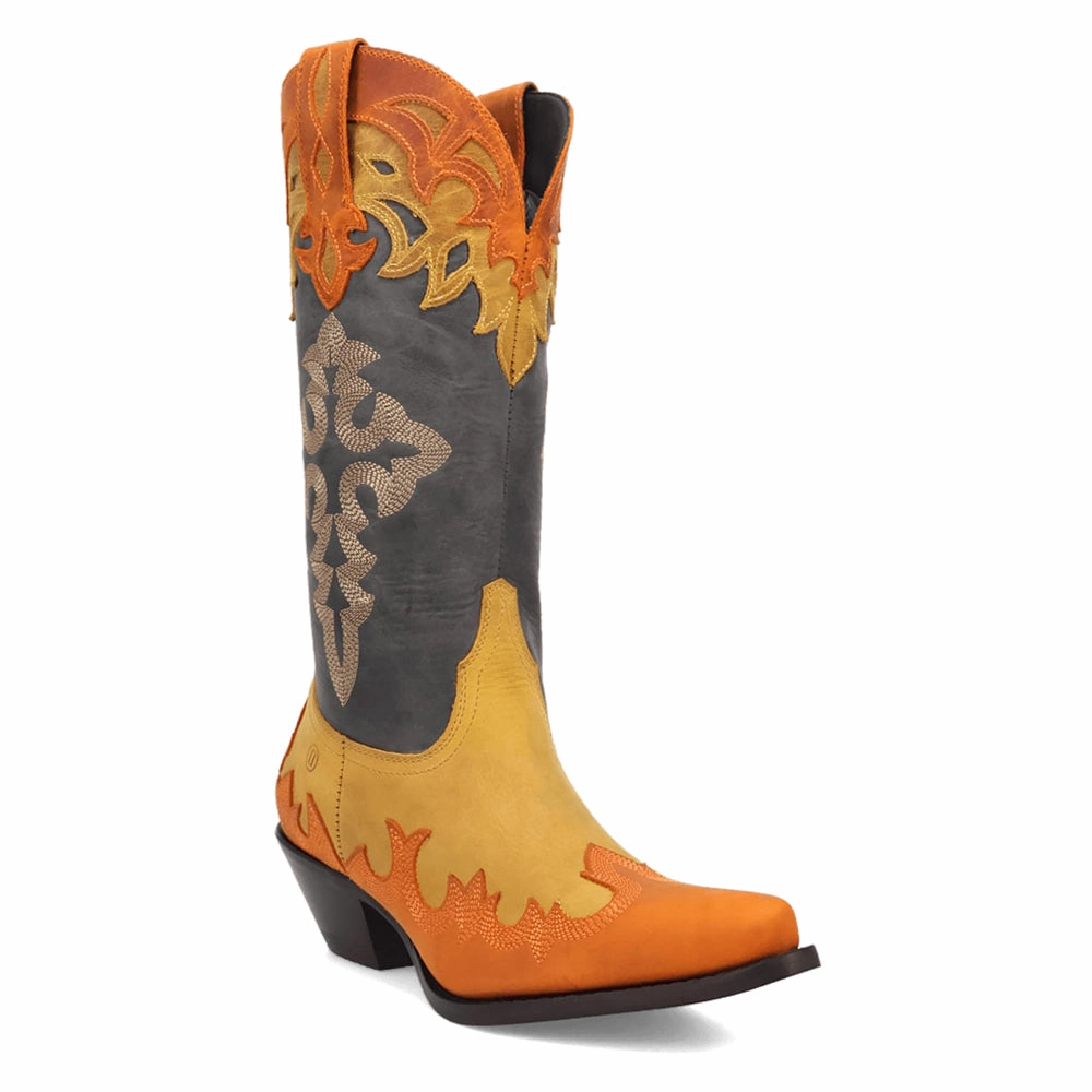 Holy Roller Embroidered Tooled-Inlay Snip Toe Cowboy Boots Functional shock absorption