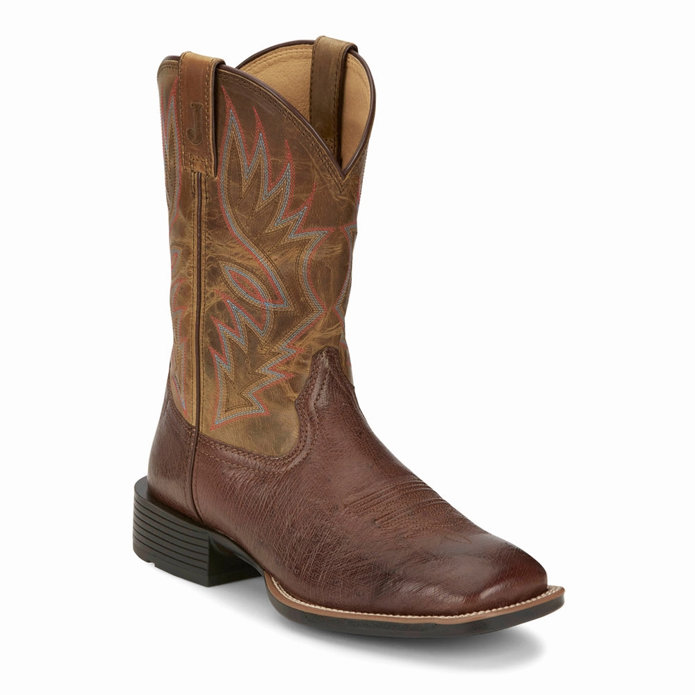 Conroe 11 Inch Smooth Ostrich Square Toe Cowboy Boots Hybrid style