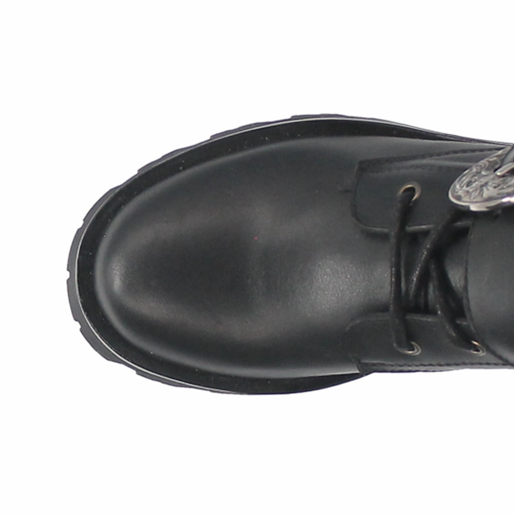 Shock-absorbent cushioning Antimicrobial Lining Fabric Double Down Round Toe Platform Lace Up Boots