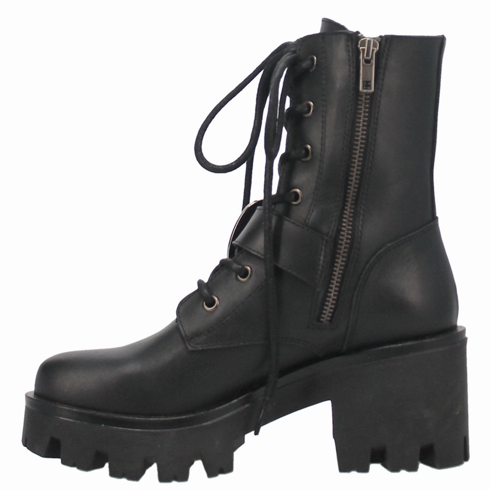Double Down Round Toe Platform Lace Up Boots Abrasion Defensive Toe Guard