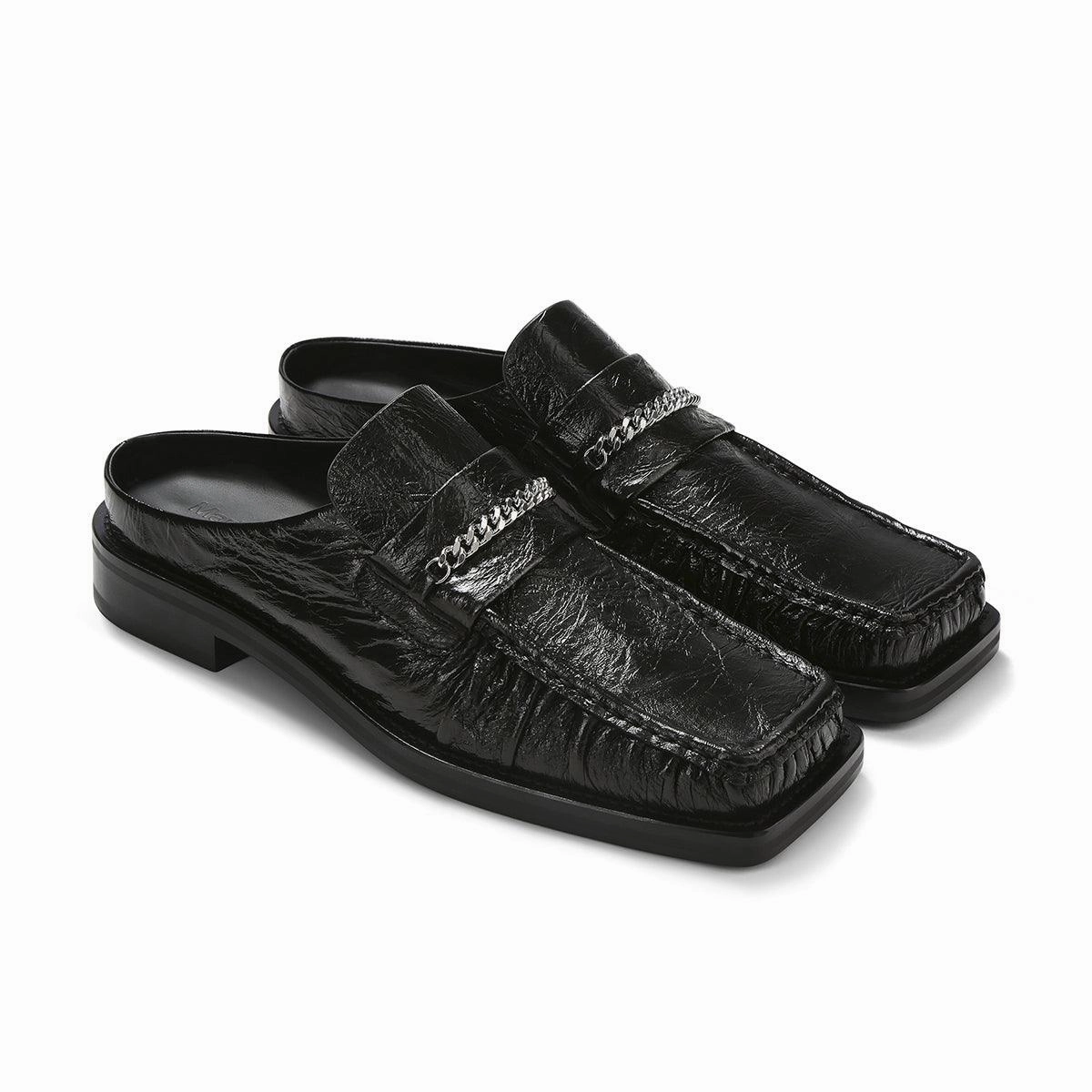 adults' choices Square Toe Mule 'Black High Shine'