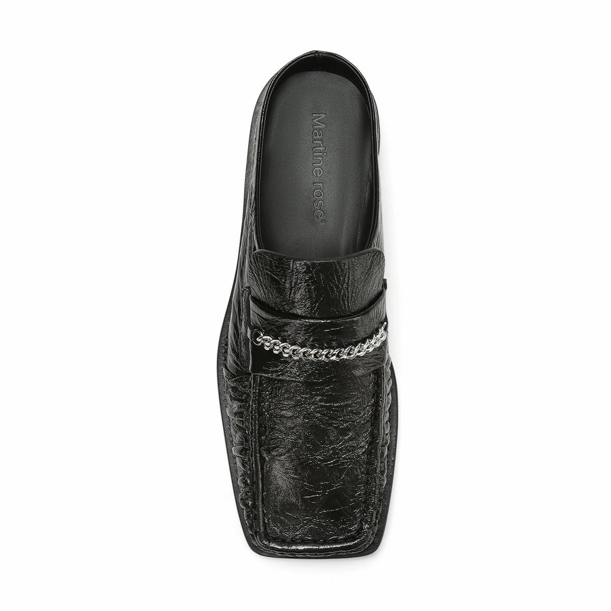 Elastic laces padding - type Square Toe Mule 'Black High Shine'