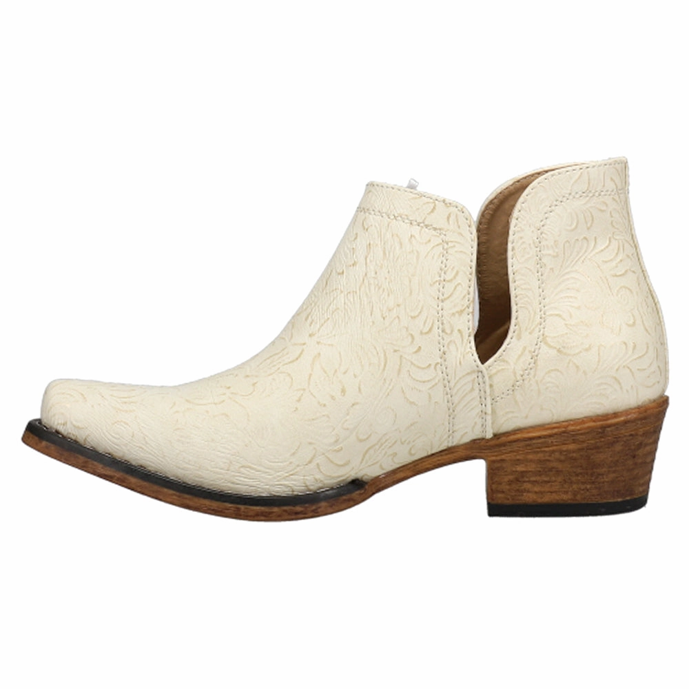 Slip Resistant Traction Ava Floral Embossed Snip Toe Cowboy Booties