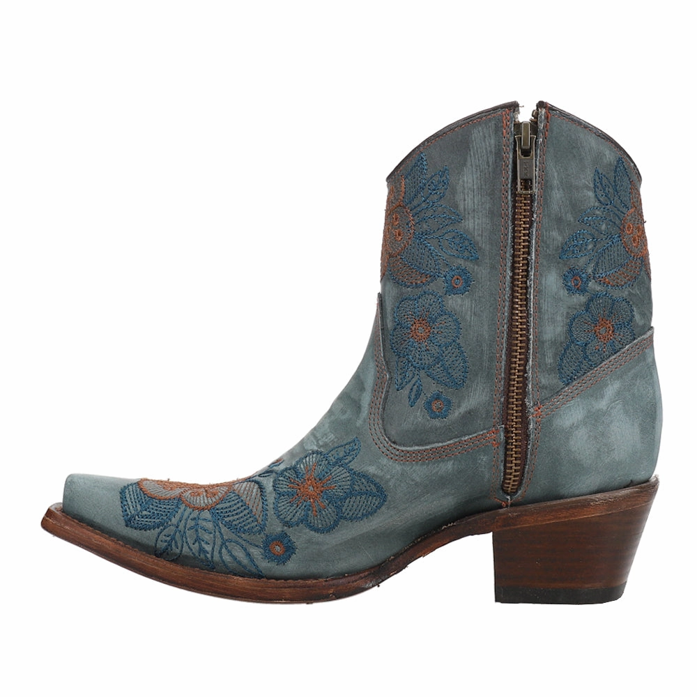 Tailored ease Fresh Look Floral Embroidered Snip Toe Zippered Cowboy Booties