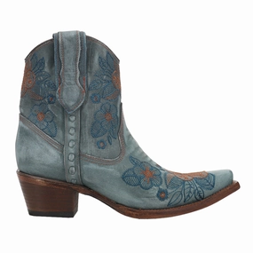 Reinforced Arch Plate Floral Embroidered Snip Toe Zippered Cowboy Booties