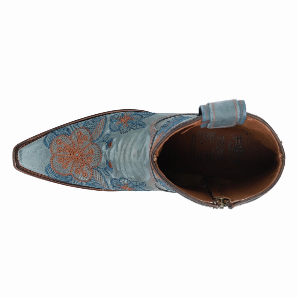 Floral Embroidered Snip Toe Zippered Cowboy Booties Casual flexibility