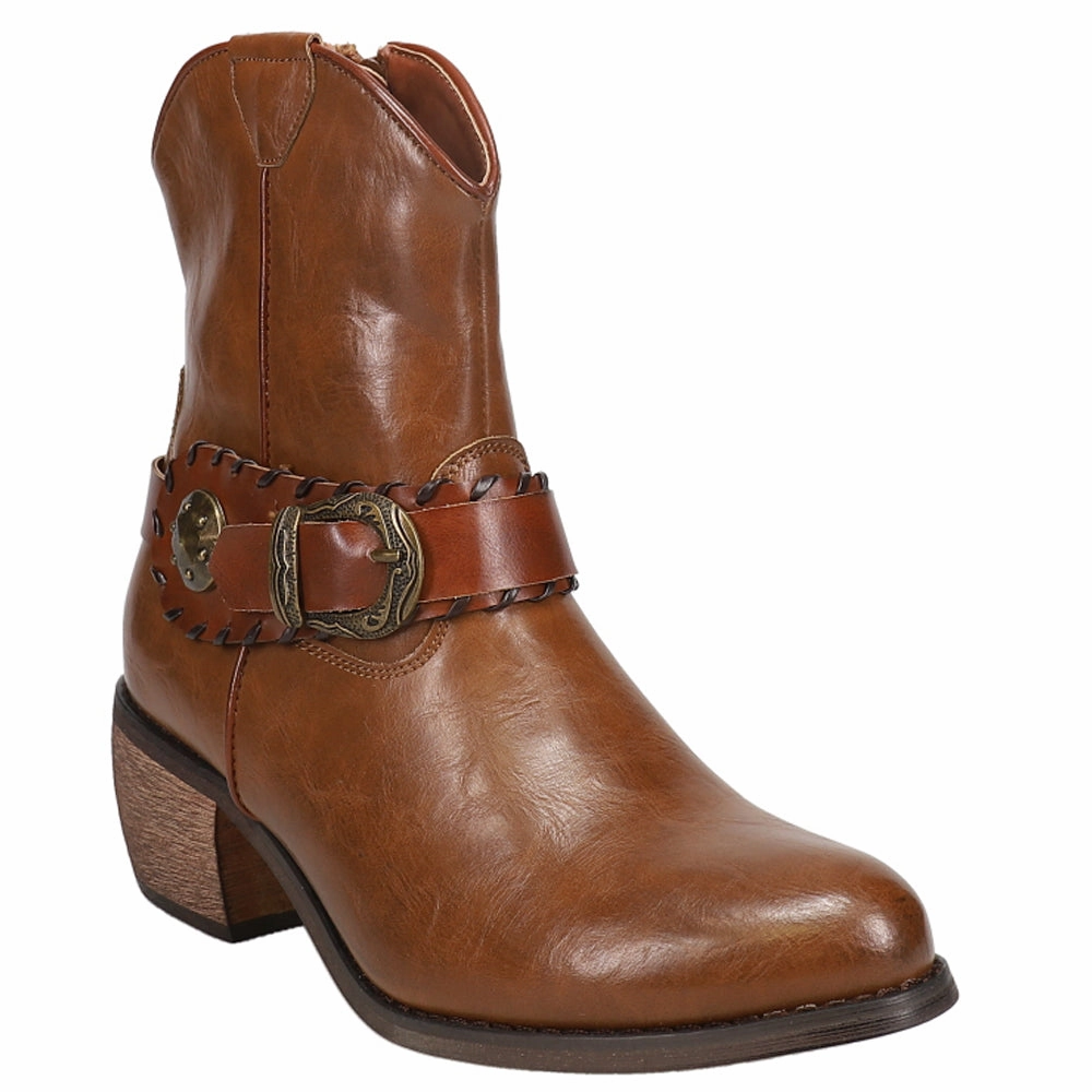 Mae Round Toe Cowboy Booties Stain Resistant Finish silhouette