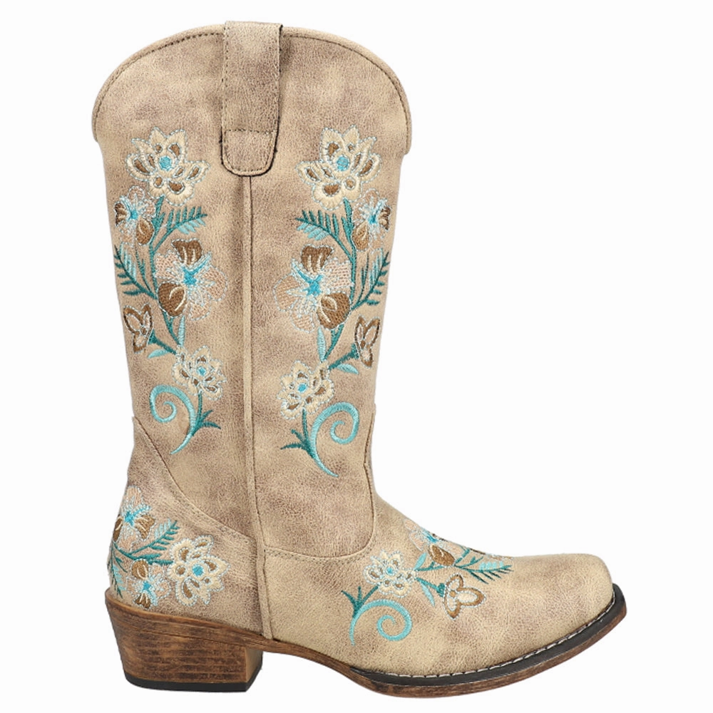 Riley Floral Embroidered Snip Toe Cowboy Boots Tailored ease