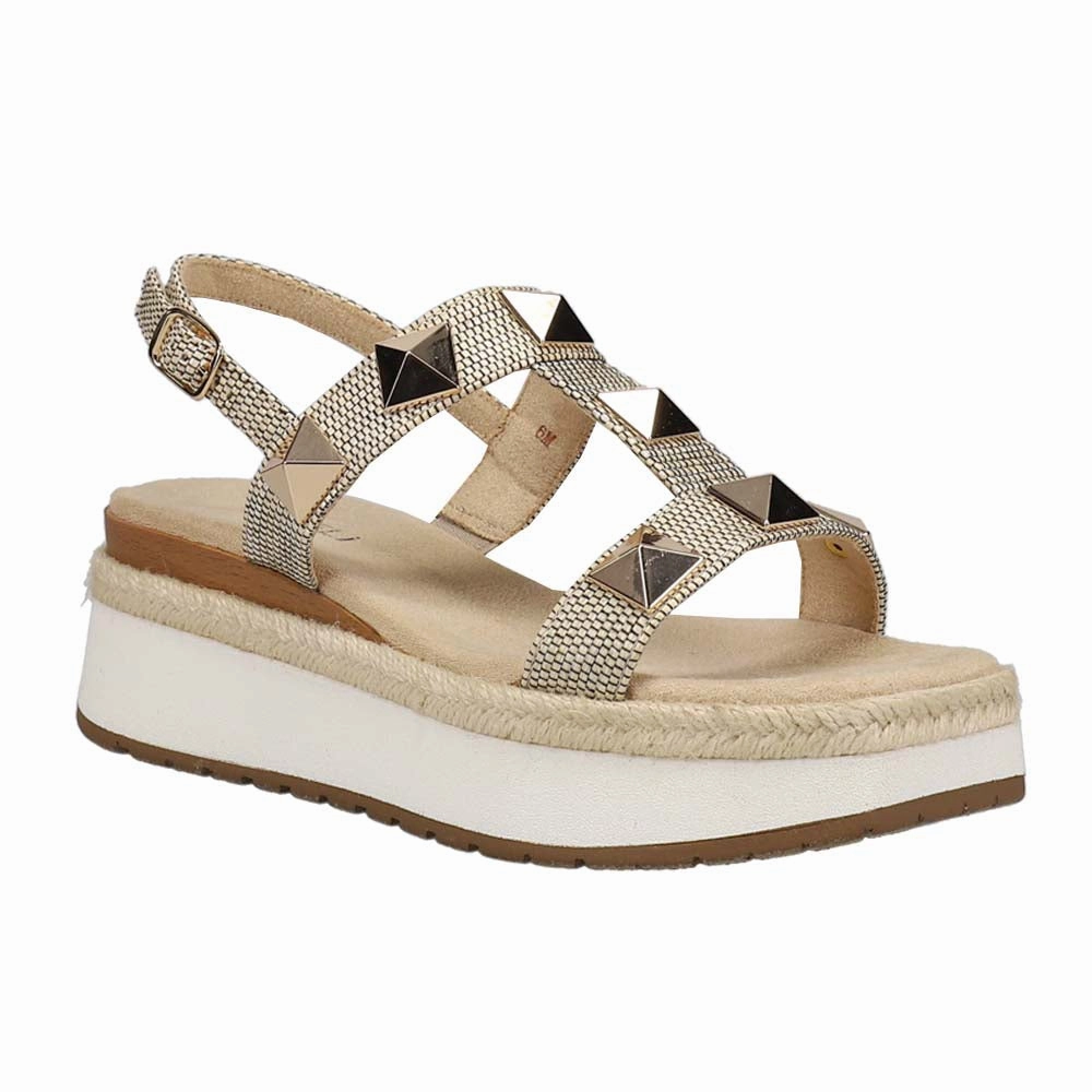 Edrys Studded Espadrille Platform Slingback Sandals hook - and - loop Tread Pattern