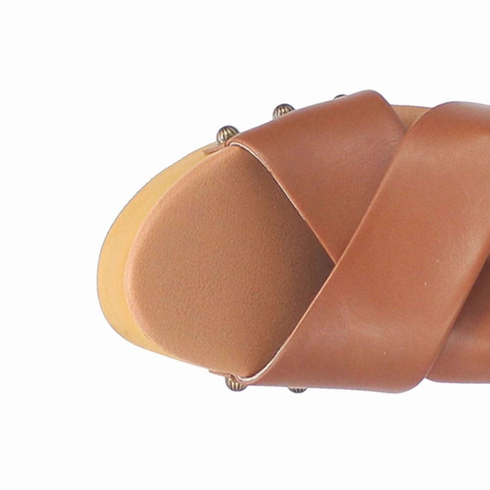 Vegan Leather Option Bold materials Driftwood Studded Platform Sandals