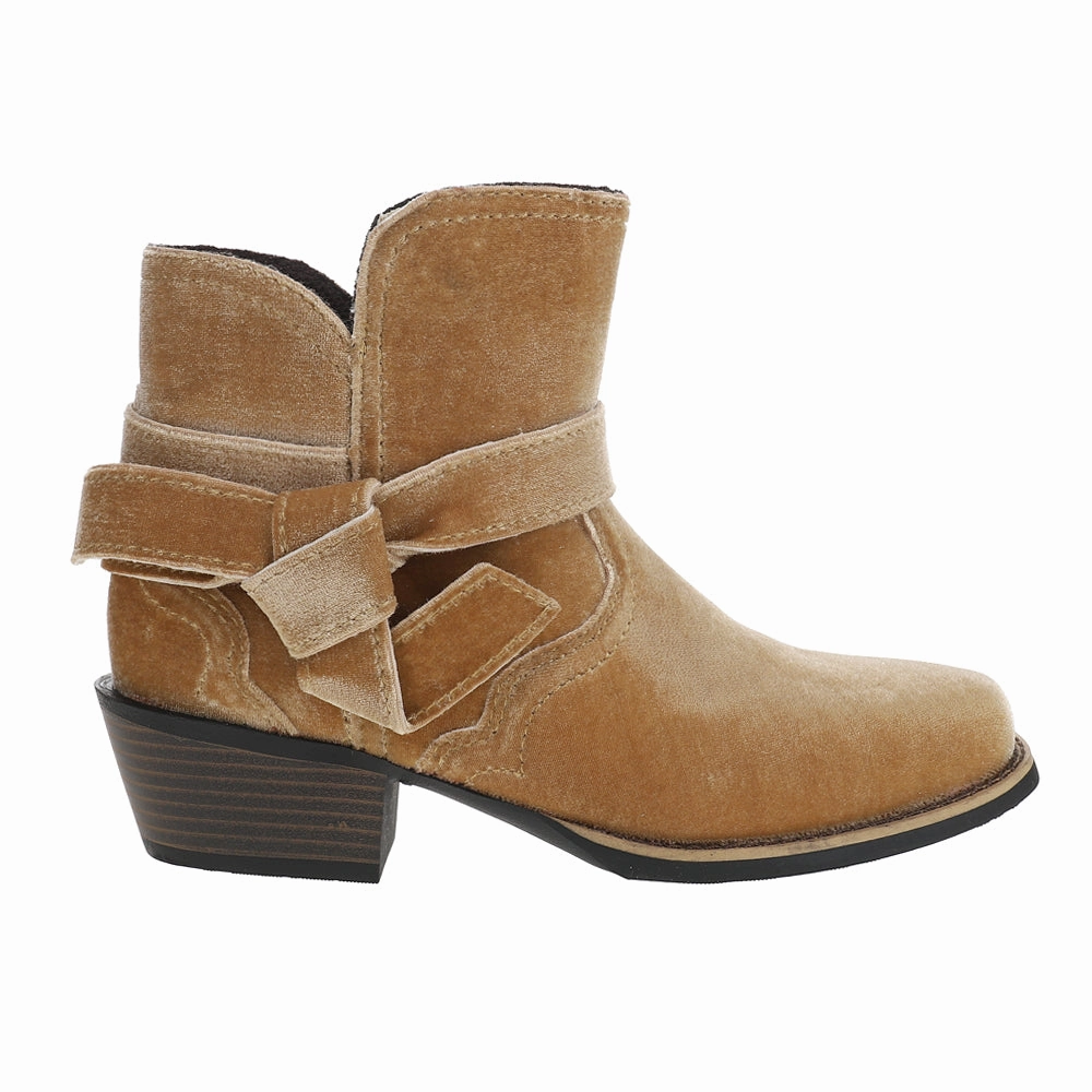 Stable Support Weekend Camping Reinforced Form Adventure Seeker Elana Velvet 6 Inch Square Toe Cowboy Booties