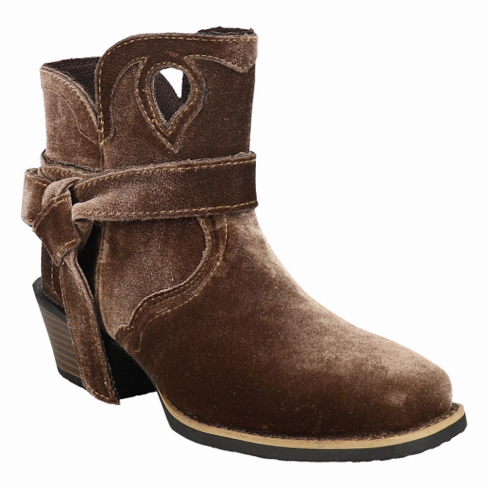 Elana Velvet Square Toe Pull On Boots Distressed finish Seamless Comfort Comfort Seeker