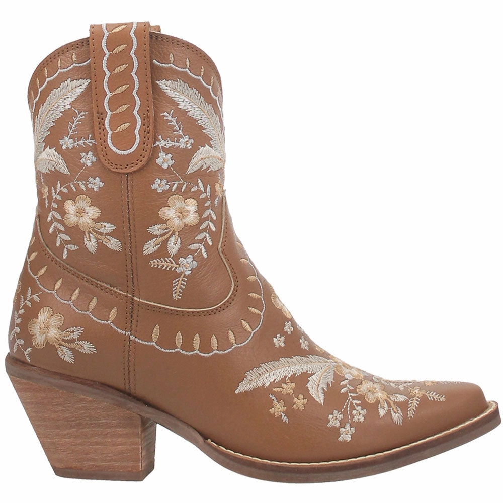 Insulated Thermal Layer perforated design Primrose Floral Embroidered Snip Toe Cowboy Booties