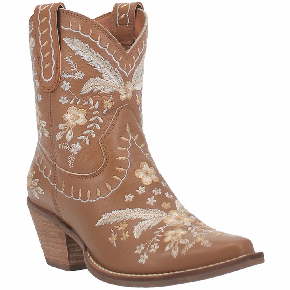 Primrose Floral Embroidered Snip Toe Cowboy Booties Multi-functional materials sole - type