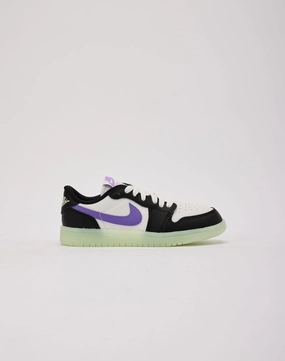 Slip Resistant Tread Anti Friction Jordan Air Jordan 1 Retro Low OG 'Black Raspberry' Pre-School