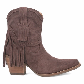 Fandango Fringe Snip Toe Pull On Cowboy Booties Wedge Heel